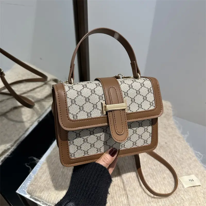 Women's Brown & White GG Pattern Crossbody Bag 2025