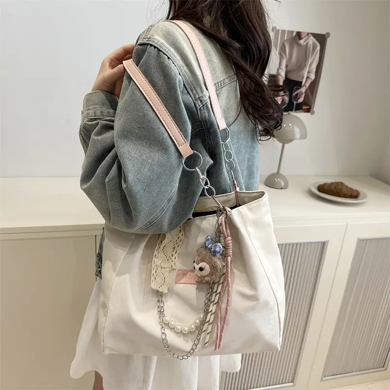 Korean Style Cream White Shoulder Bag for Women - Image 4