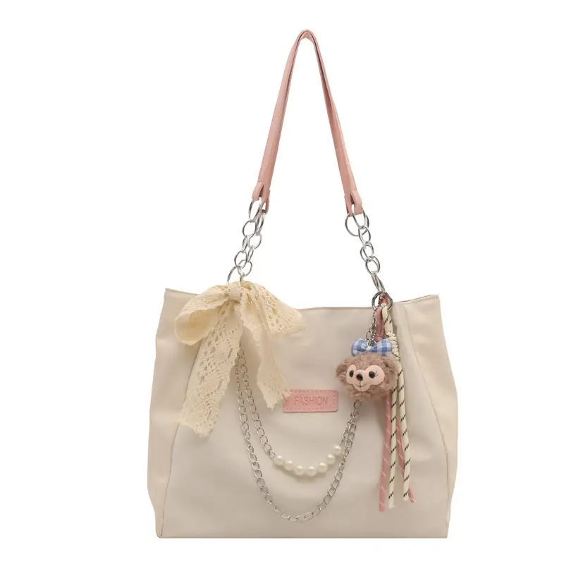 Korean Style Cream White Shoulder Bag for Women - Image 6