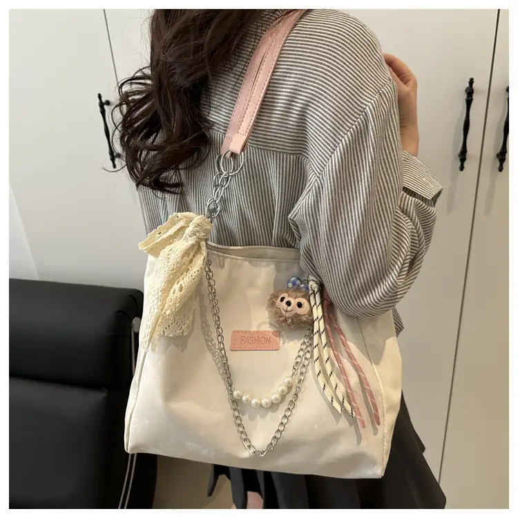 Korean Style Cream White Shoulder Bag for Women — feature 13
