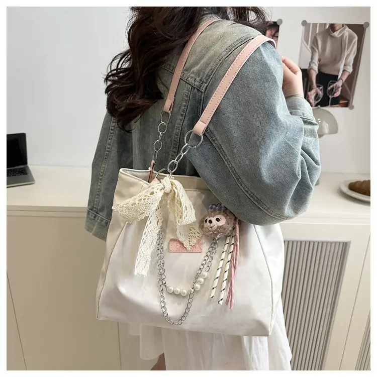 Korean Style Cream White Shoulder Bag for Women — feature 18