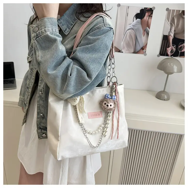 Korean Style Cream White Shoulder Bag for Women — feature 21