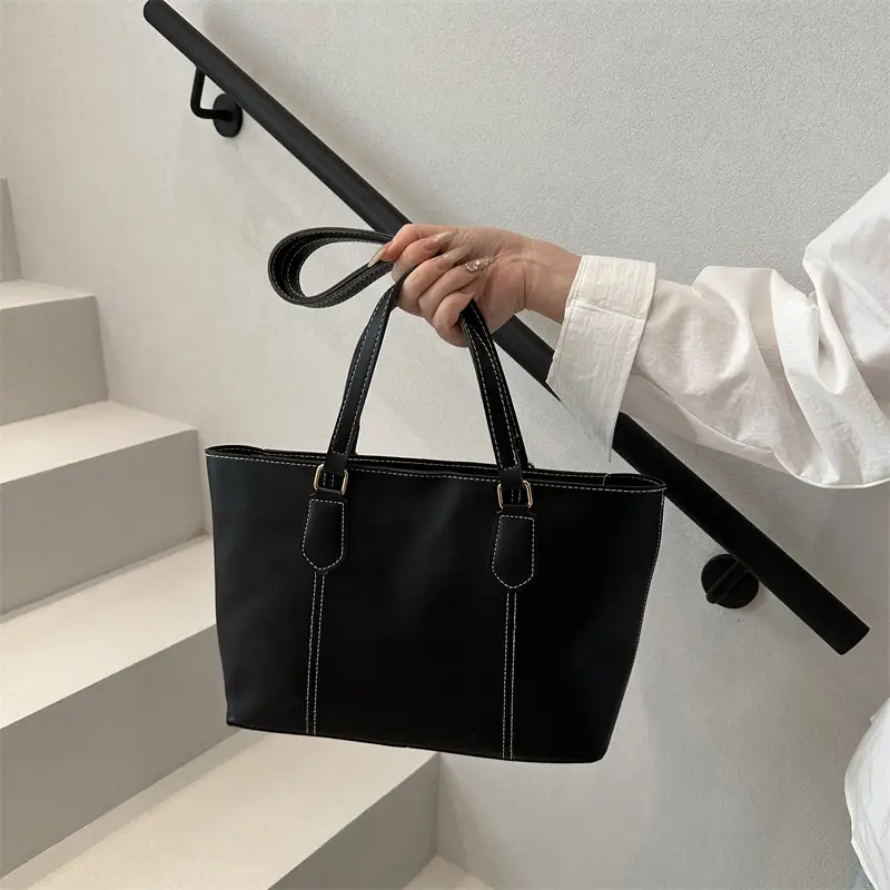 2026 Women Large Tan Leather Tote Bag Casual Shoulder Bag - Image 6