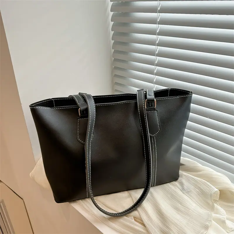 2026 Women Large Tan Leather Tote Bag Casual Shoulder Bag — feature 10