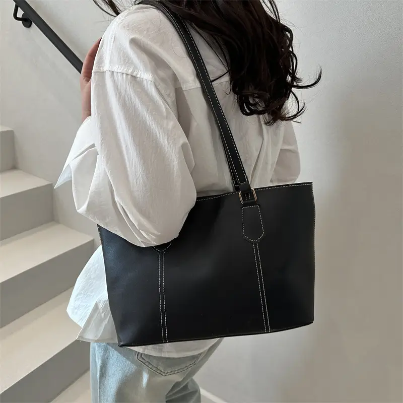 2026 Women Large Tan Leather Tote Bag Casual Shoulder Bag — feature 20