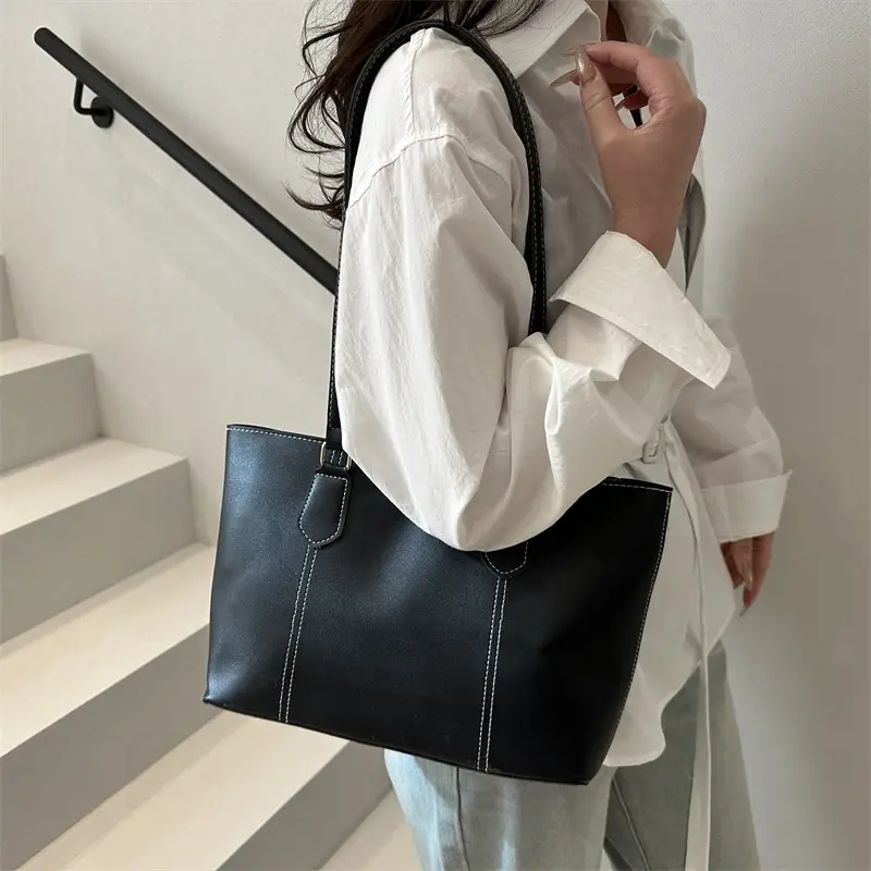 2026 Women Large Tan Leather Tote Bag Casual Shoulder Bag — feature 21