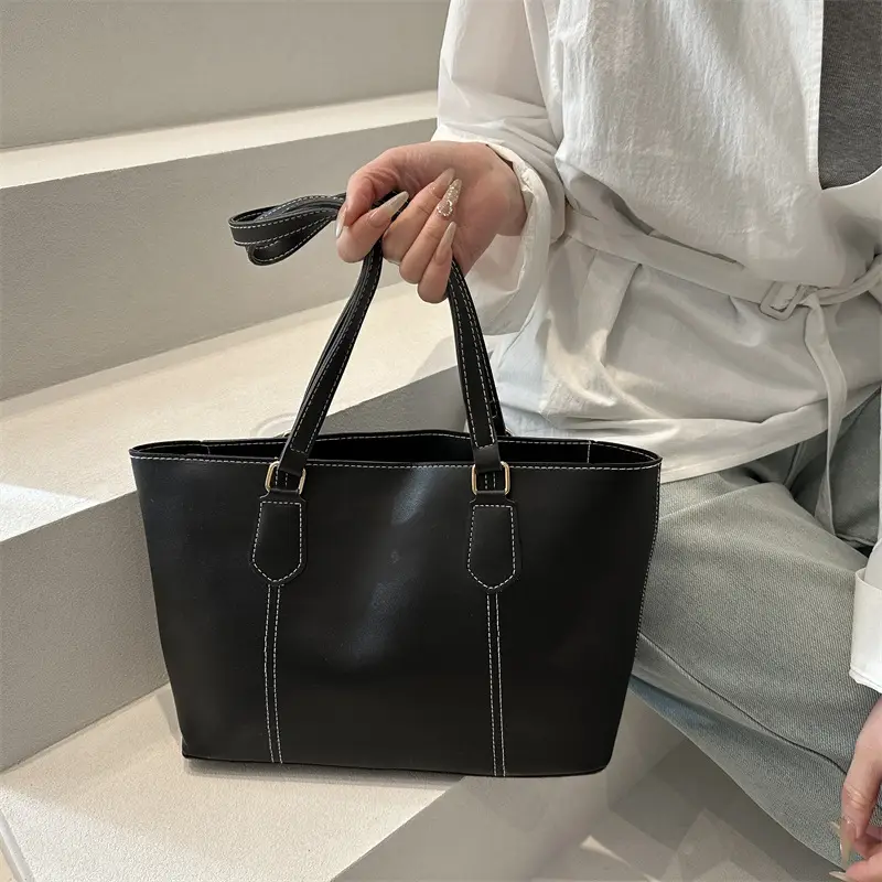 2026 Women Large Tan Leather Tote Bag Casual Shoulder Bag — feature 22