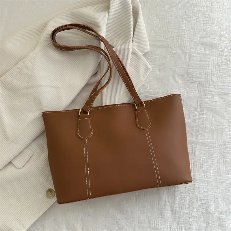 2026 Women Large Tan Leather Tote Bag Casual Shoulder Bag — feature 36