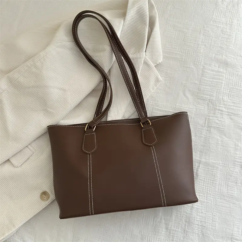 2026 Women Large Tan Leather Tote Bag Casual Shoulder Bag — feature 37