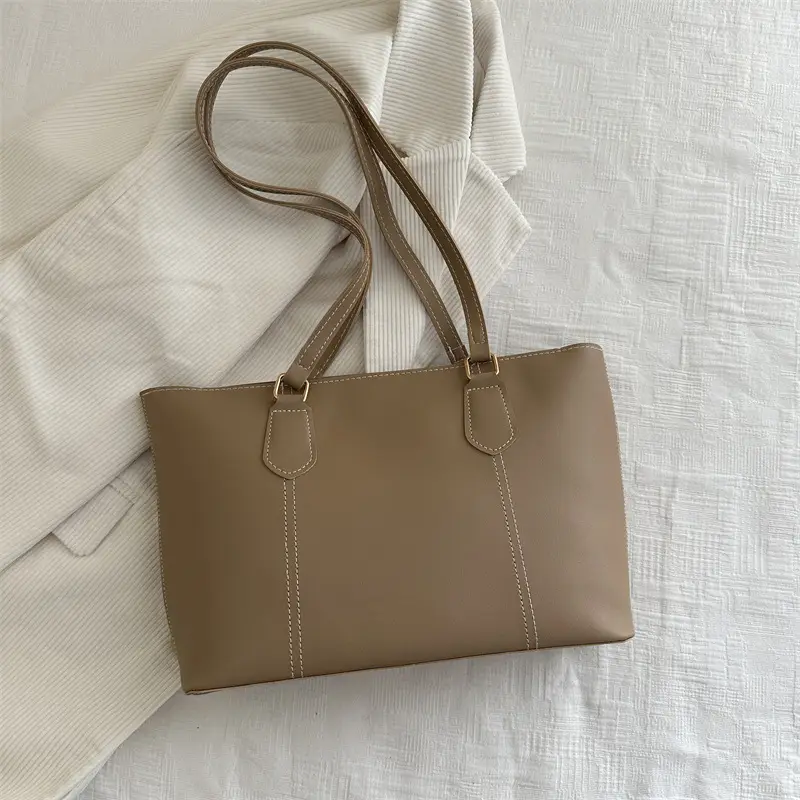 2026 Women Large Tan Leather Tote Bag Casual Shoulder Bag — feature 38
