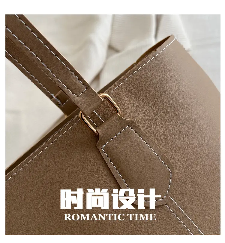2026 Women Large Tan Leather Tote Bag Casual Shoulder Bag — feature 6
