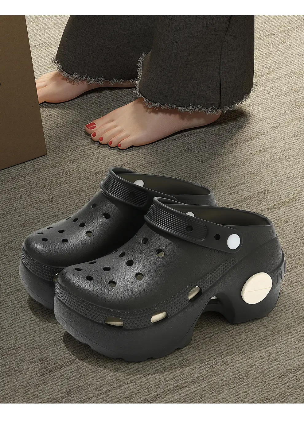 9.0cm Croc Shoes Women's Thick Soled Tall Summer Outerwear 2025 New Eva Non-Slip Breathable Beach Sandals — feature 12