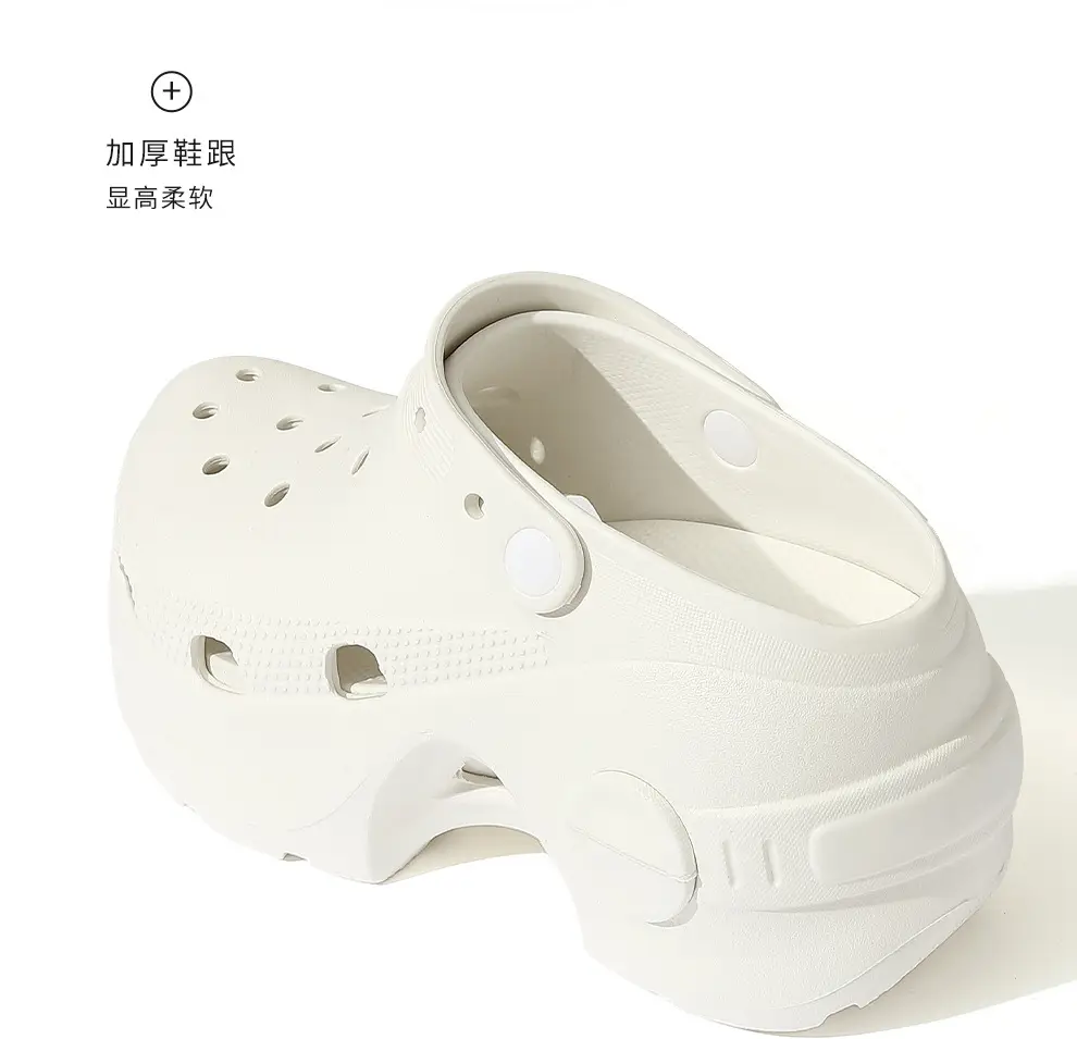 9.0cm Croc Shoes Women's Thick Soled Tall Summer Outerwear 2025 New Eva Non-Slip Breathable Beach Sandals — feature 7
