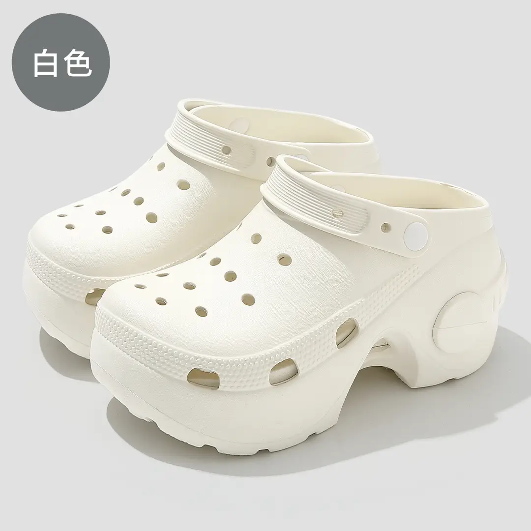9.0cm Croc Shoes Women's Thick Soled Tall Summer Outerwear 2025 New Eva Non-Slip Breathable Beach Sandals - Image 2