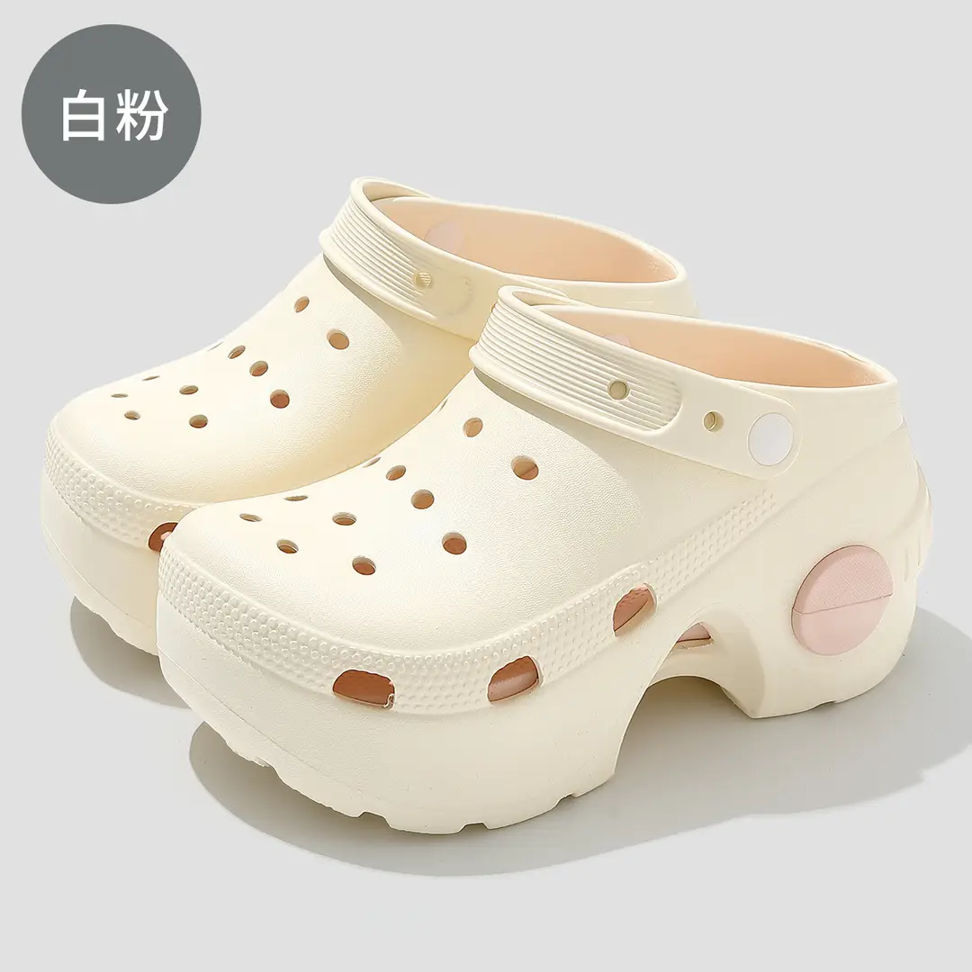9.0cm Croc Shoes Women's Thick Soled Tall Summer Outerwear 2025 New Eva Non-Slip Breathable Beach Sandals - Image 3