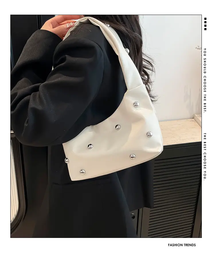 2025 Rivet Ball Handbag Women Red Black White — feature 1