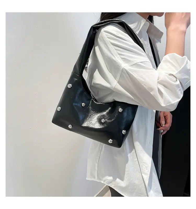 2025 Rivet Ball Handbag Women Red Black White — feature 13