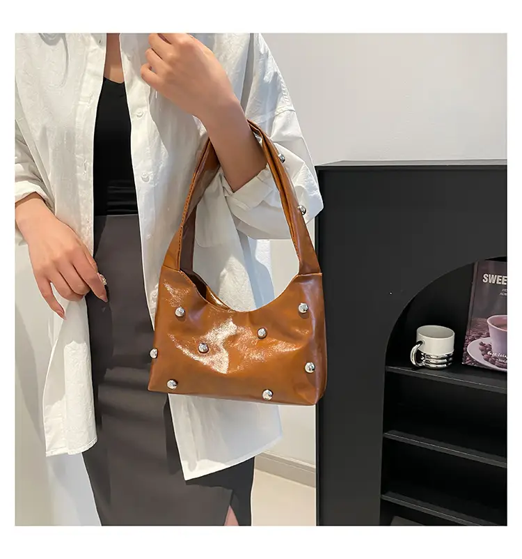 2025 Rivet Ball Handbag Women Red Black White — feature 16