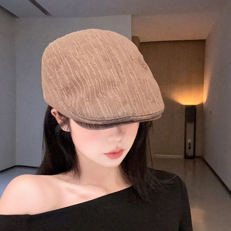 Early Spring Pleated Striped Cap for Women - Image 6