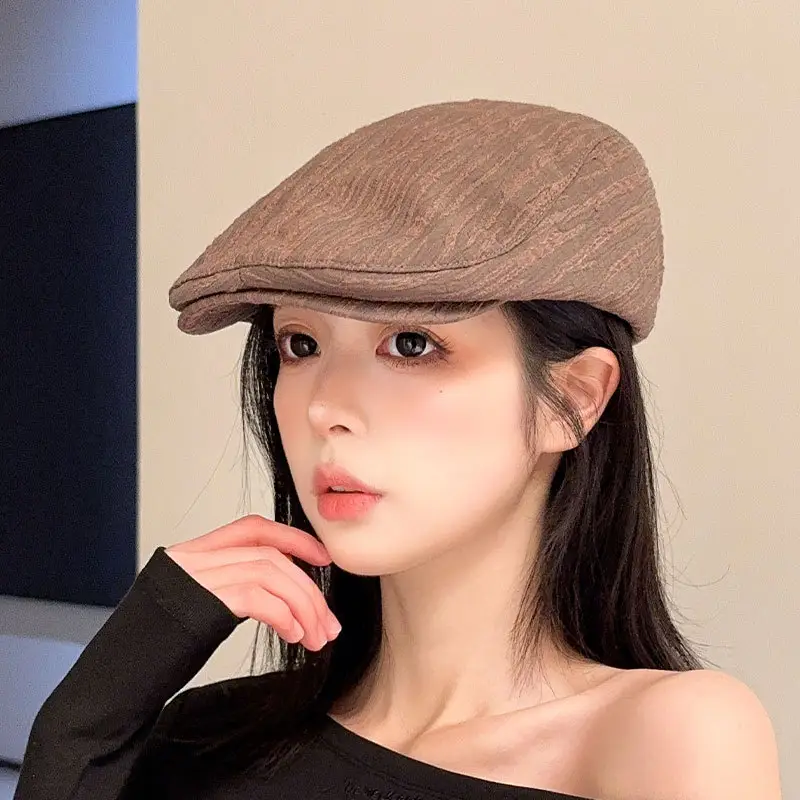 Early Spring Pleated Striped Cap for Women - Image 7