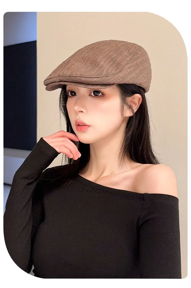 Early Spring Pleated Striped Cap for Women — feature 10
