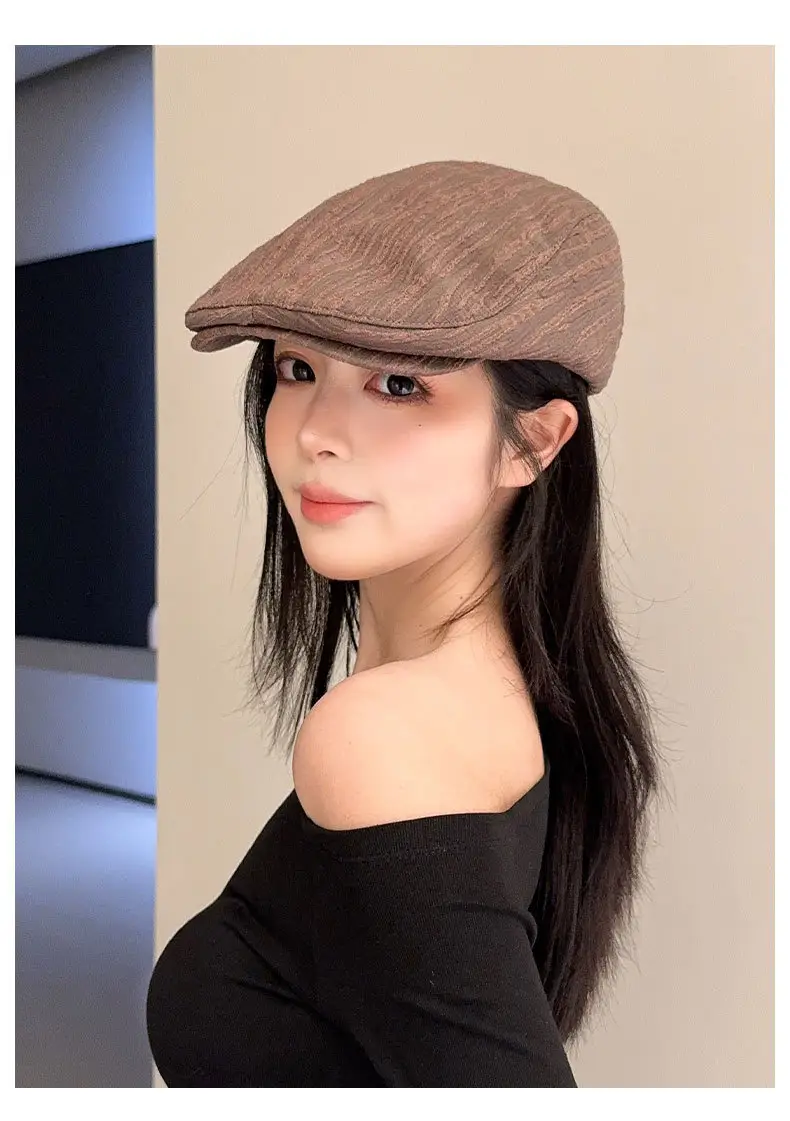 Early Spring Pleated Striped Cap for Women — feature 11