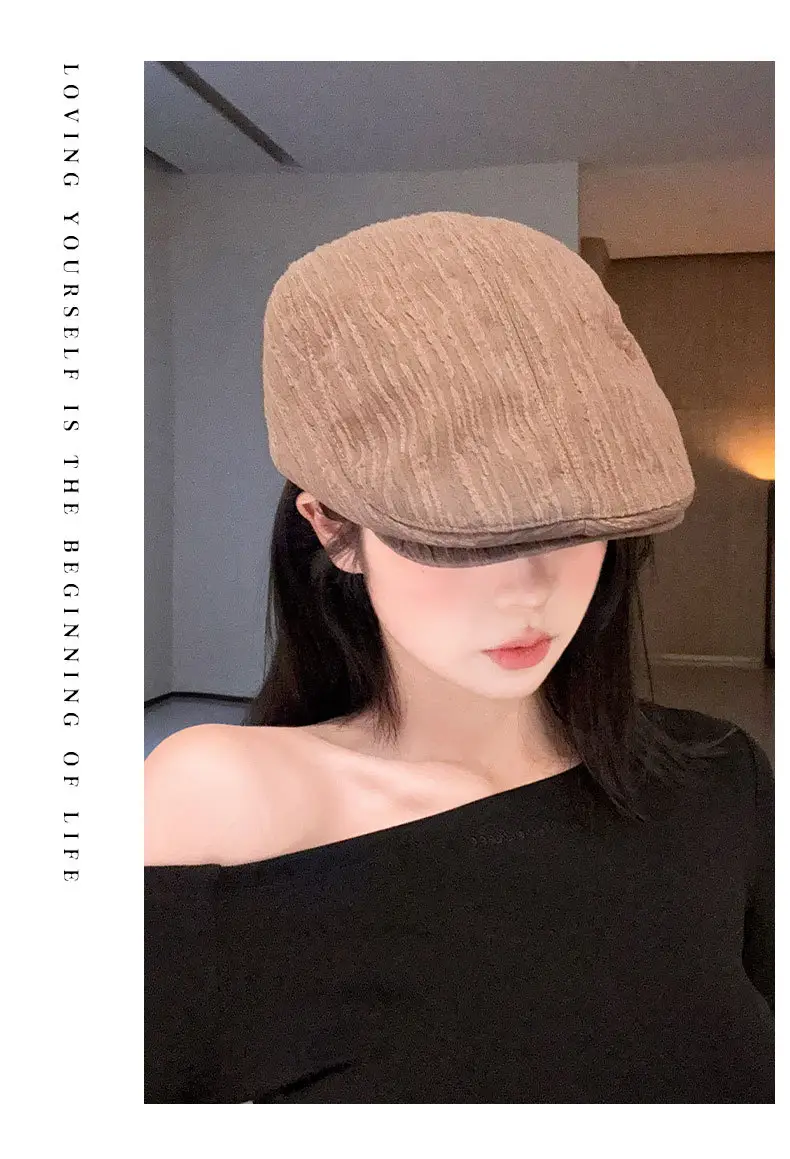 Early Spring Pleated Striped Cap for Women — feature 12