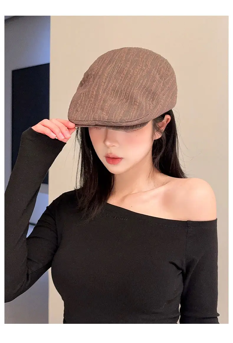 Early Spring Pleated Striped Cap for Women — feature 13