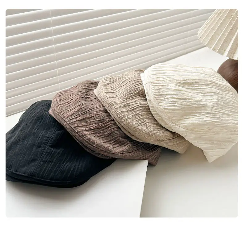 Early Spring Pleated Striped Cap for Women — feature 16