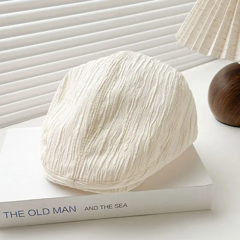 Early Spring Pleated Striped Cap for Women - Image 2