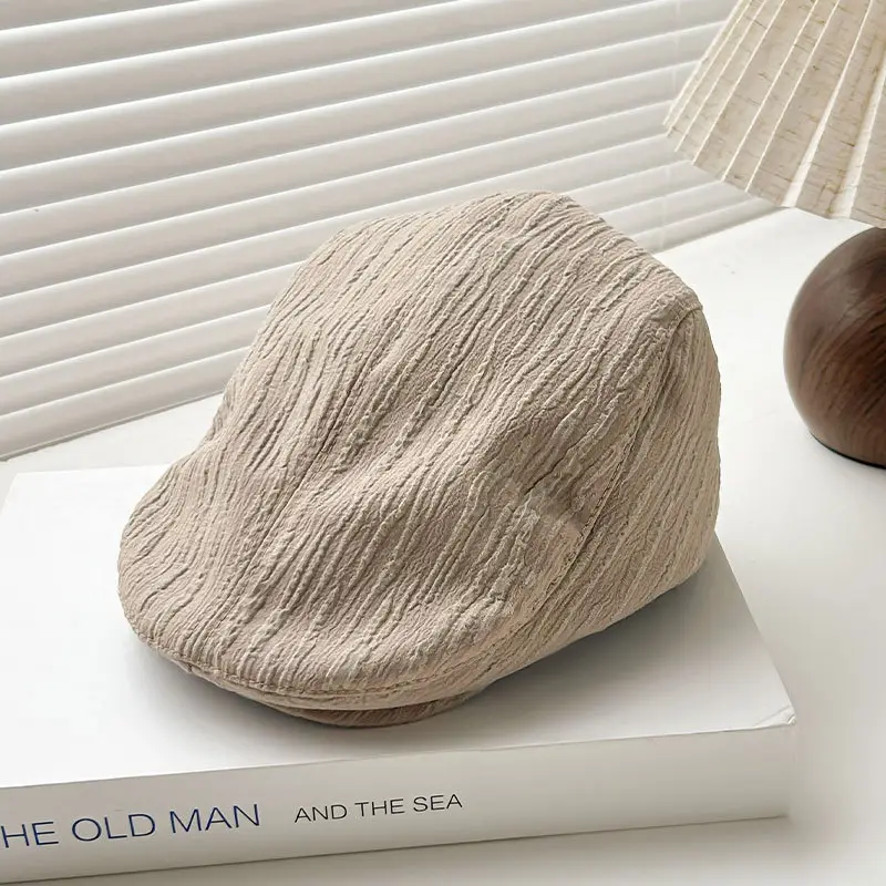 Early Spring Pleated Striped Cap for Women - Image 3