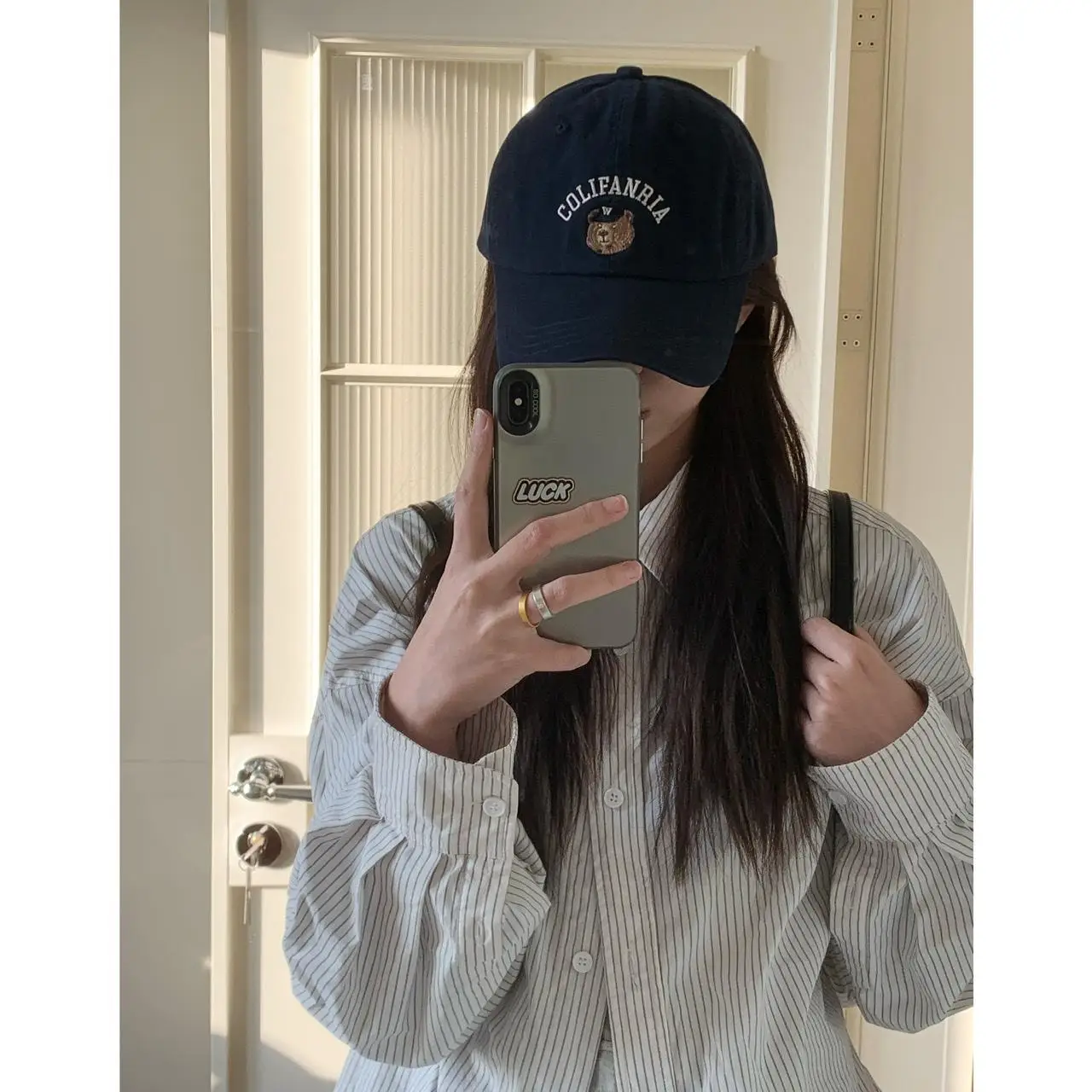 Cute Bear Embroidered Baseball Cap Big Head Circumference Face Big Show Face Small Korean Style Ins College Style Couple Duck Tongue Hat