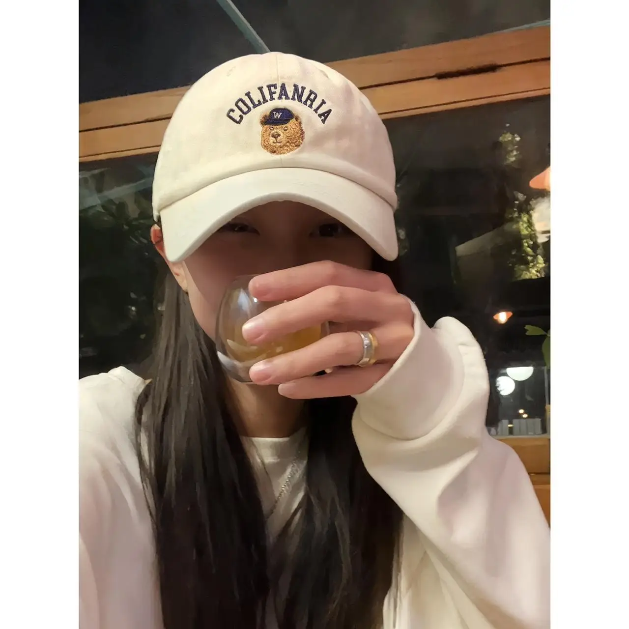 Cute Bear Embroidered Baseball Cap Big Head Circumference Face Big Show Face Small Korean Style Ins College Style Couple Duck Tongue Hat