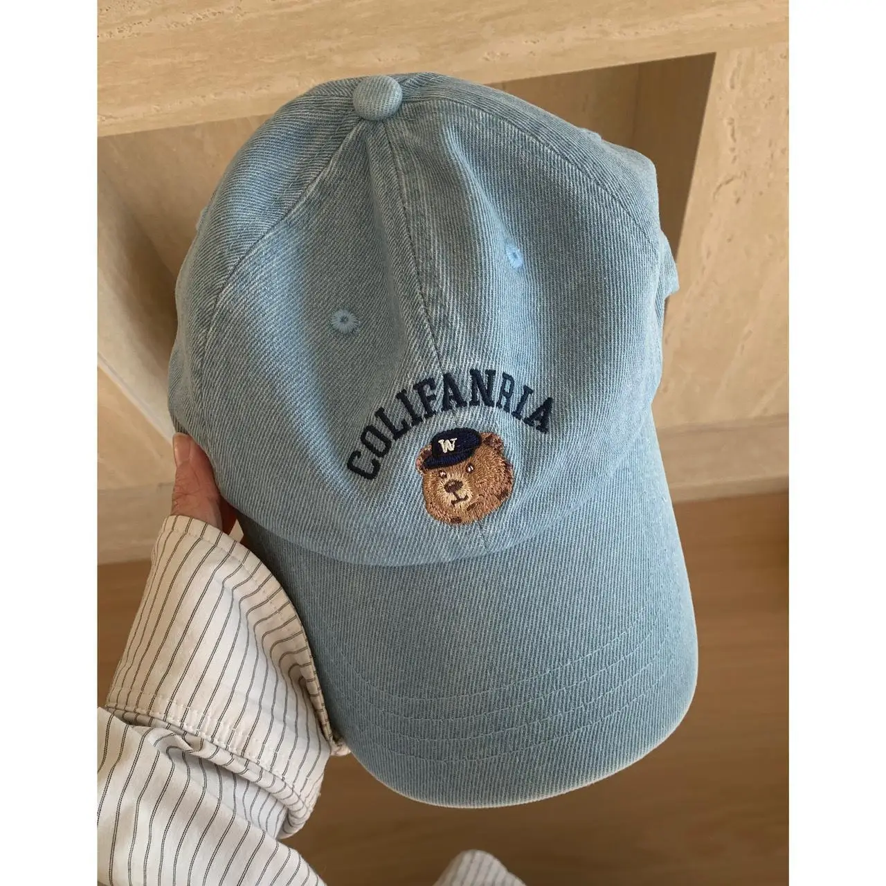 Cute Bear Embroidered Baseball Cap Big Head Circumference Face Big Show Face Small Korean Style Ins College Style Couple Duck Tongue Hat