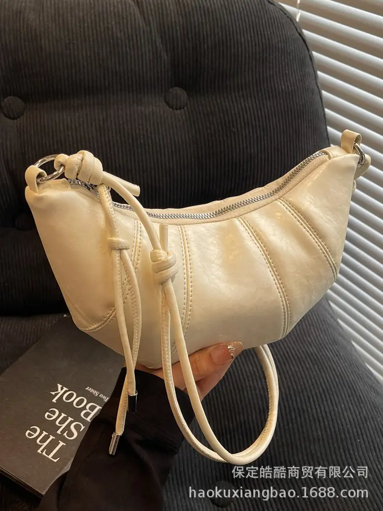 Women Croc Stitch Shoulder Bag Cream 2025