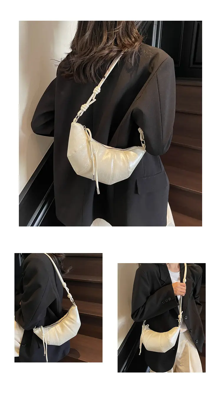 Women Croc Stitch Shoulder Bag Cream 2025 — feature 11