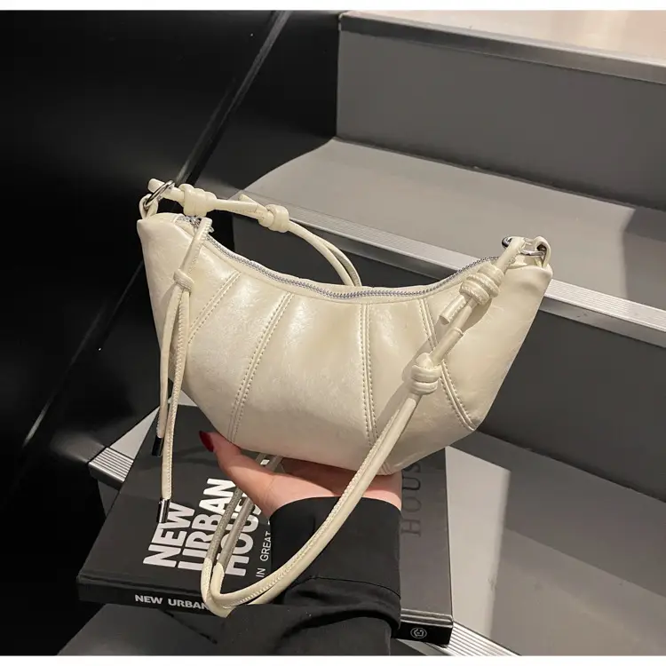 Women Croc Stitch Shoulder Bag Cream 2025 — feature 15