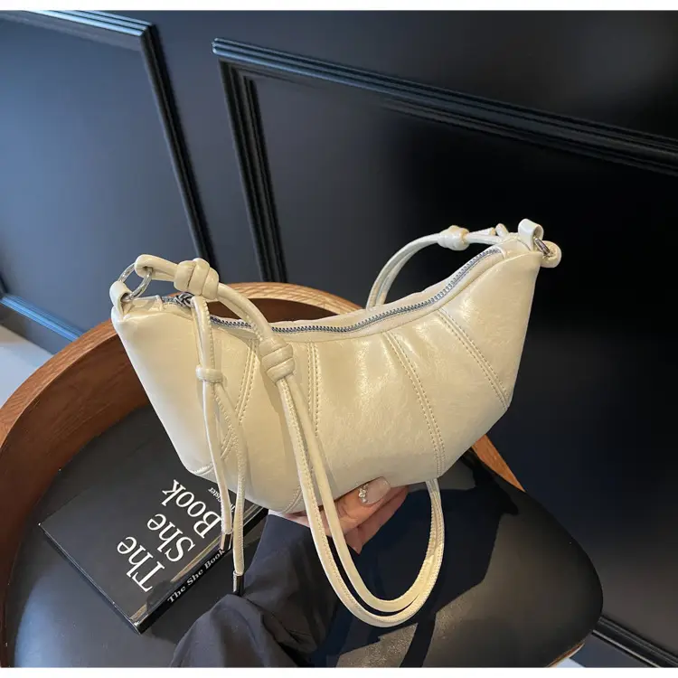 Women Croc Stitch Shoulder Bag Cream 2025 — feature 16