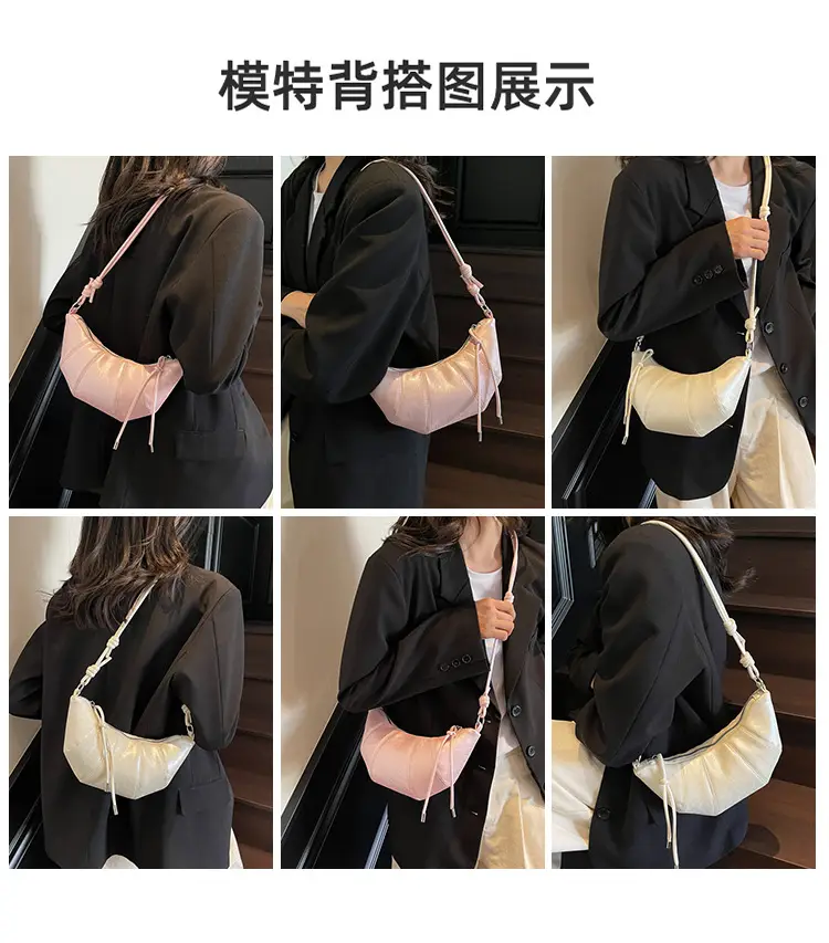 Women Croc Stitch Shoulder Bag Cream 2025 — feature 7