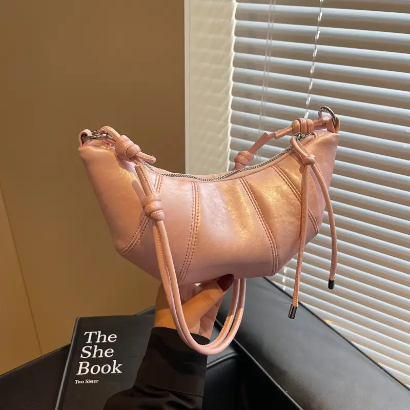 Women Croc Stitch Shoulder Bag Cream 2025