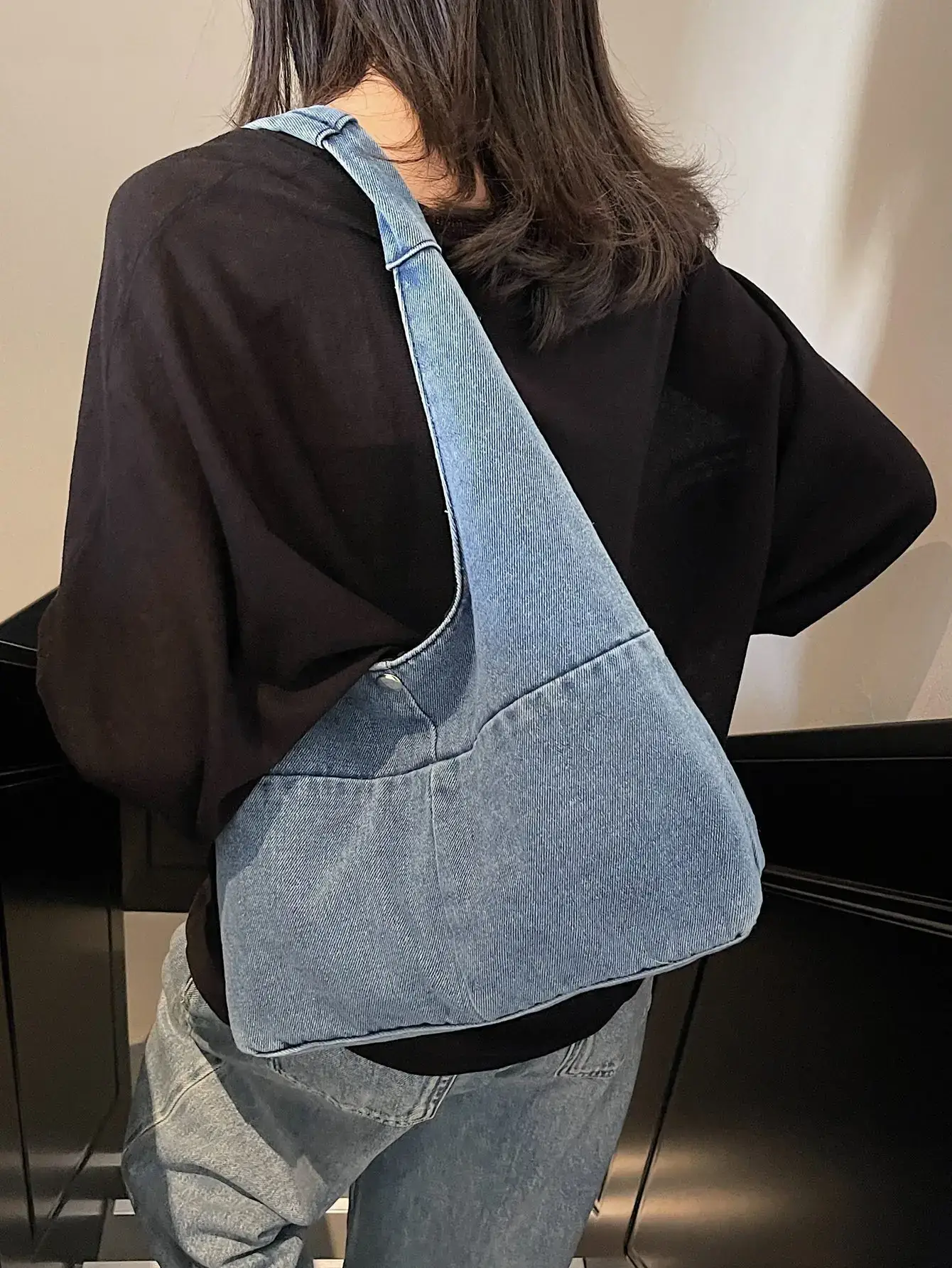 2025 Spring Denim Tote Bag One Shoulder Casual All Match - Image 7