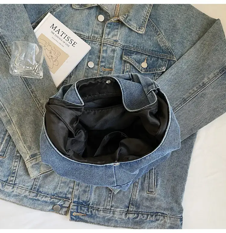 2025 Spring Denim Tote Bag One Shoulder Casual All Match — feature 14