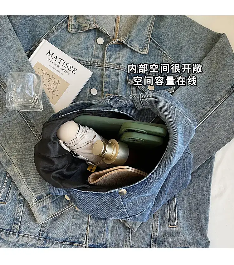 2025 Spring Denim Tote Bag One Shoulder Casual All Match — feature 3