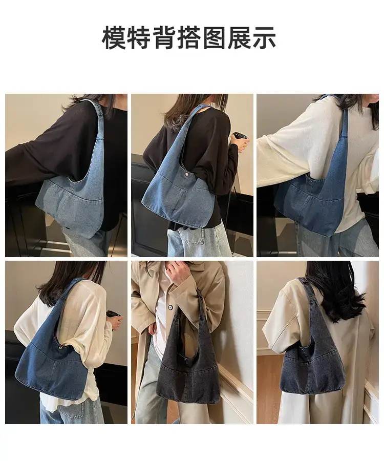 2025 Spring Denim Tote Bag One Shoulder Casual All Match — feature 4