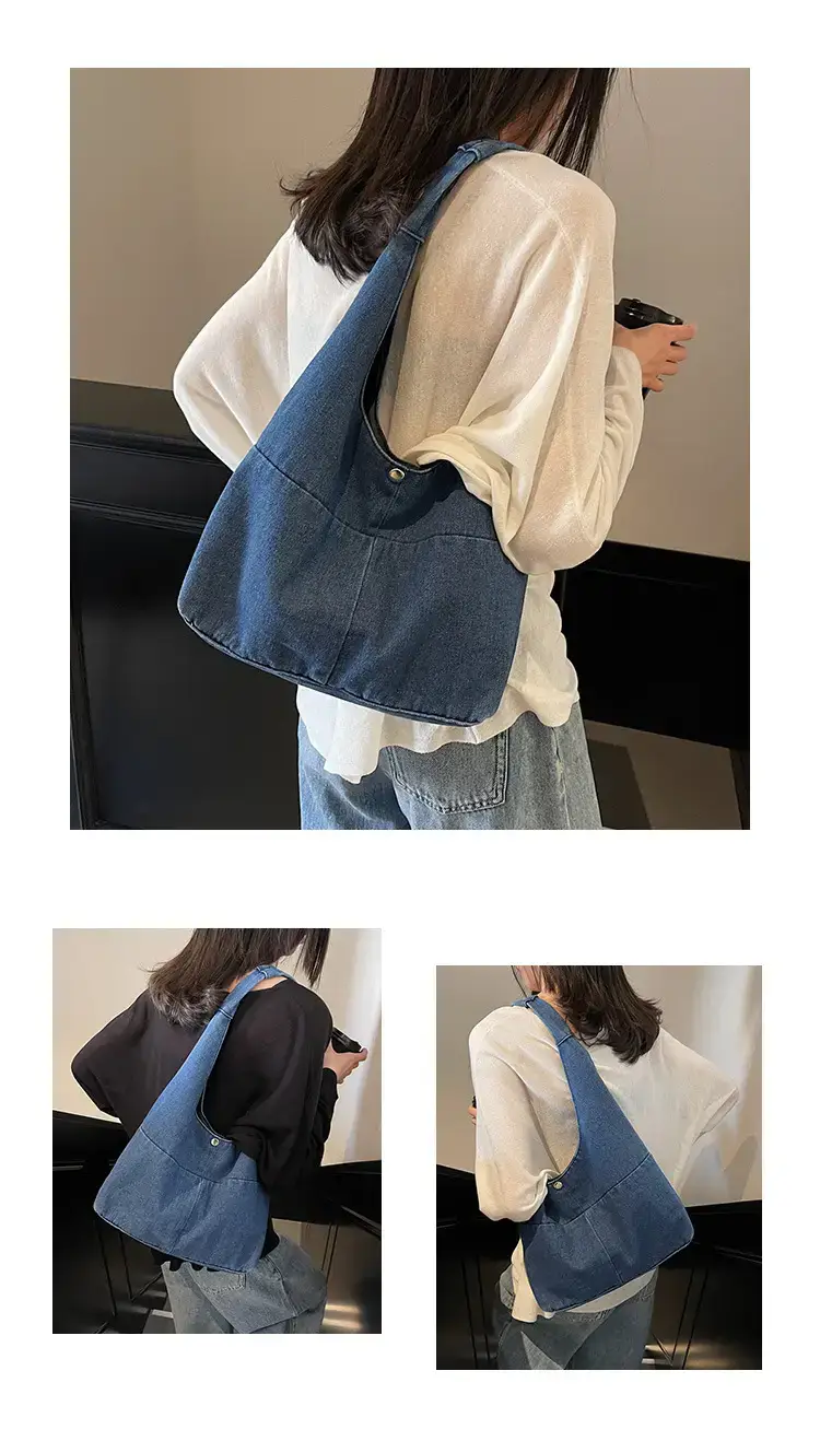 2025 Spring Denim Tote Bag One Shoulder Casual All Match — feature 7