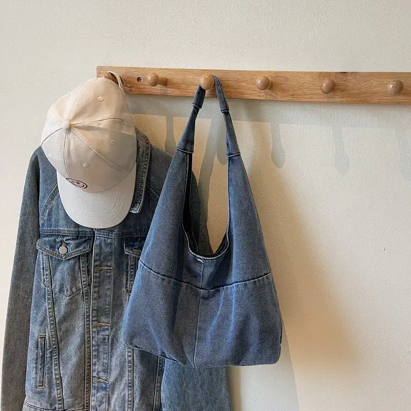 2025 Spring Denim Tote Bag One Shoulder Casual All Match - Image 2