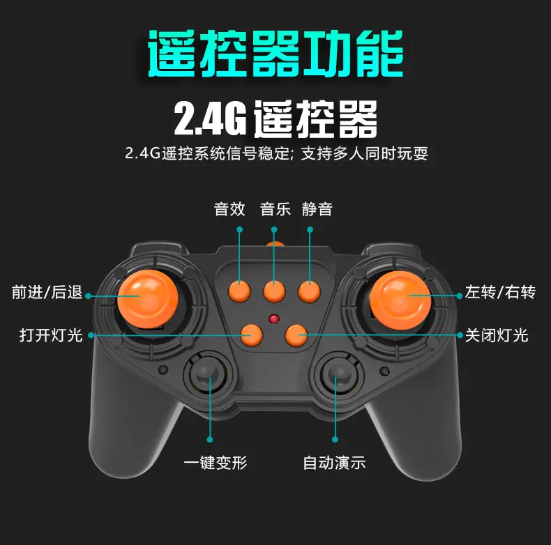 Cross-Border 1:18 One-Click Deformation Remote Control Car 2.4g Electric Racing King Kong Robot Kidsren's Toy Car Model — feature 15