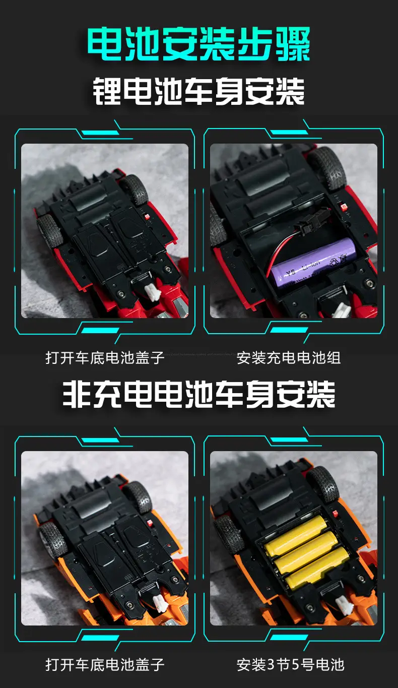 Cross-Border 1:18 One-Click Deformation Remote Control Car 2.4g Electric Racing King Kong Robot Kidsren's Toy Car Model — feature 17
