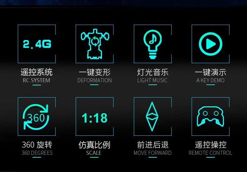 Cross-Border 1:18 One-Click Deformation Remote Control Car 2.4g Electric Racing King Kong Robot Kidsren's Toy Car Model — feature 4