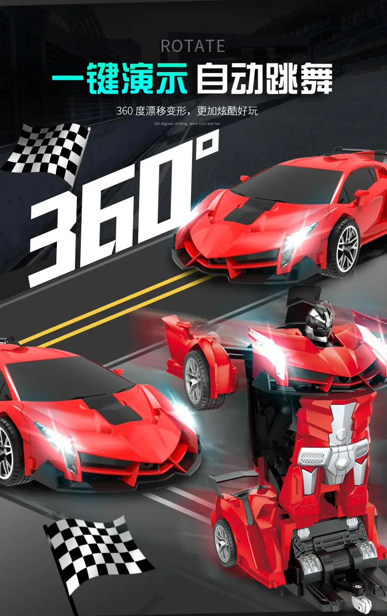 Cross-Border 1:18 One-Click Deformation Remote Control Car 2.4g Electric Racing King Kong Robot Kidsren's Toy Car Model — feature 7